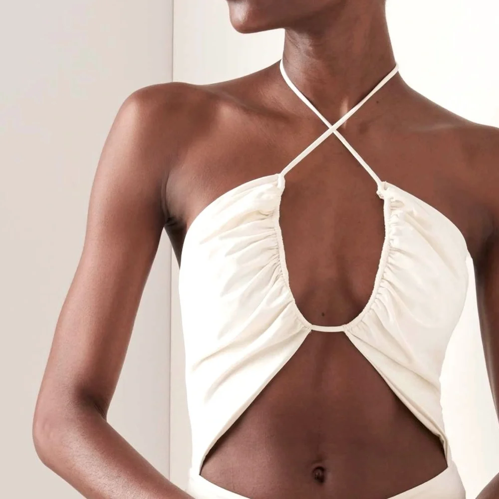 Lena Vie Elevated White Essentials Cutout One-Piece Swimsuit Bikinis - Picture 4 of 8